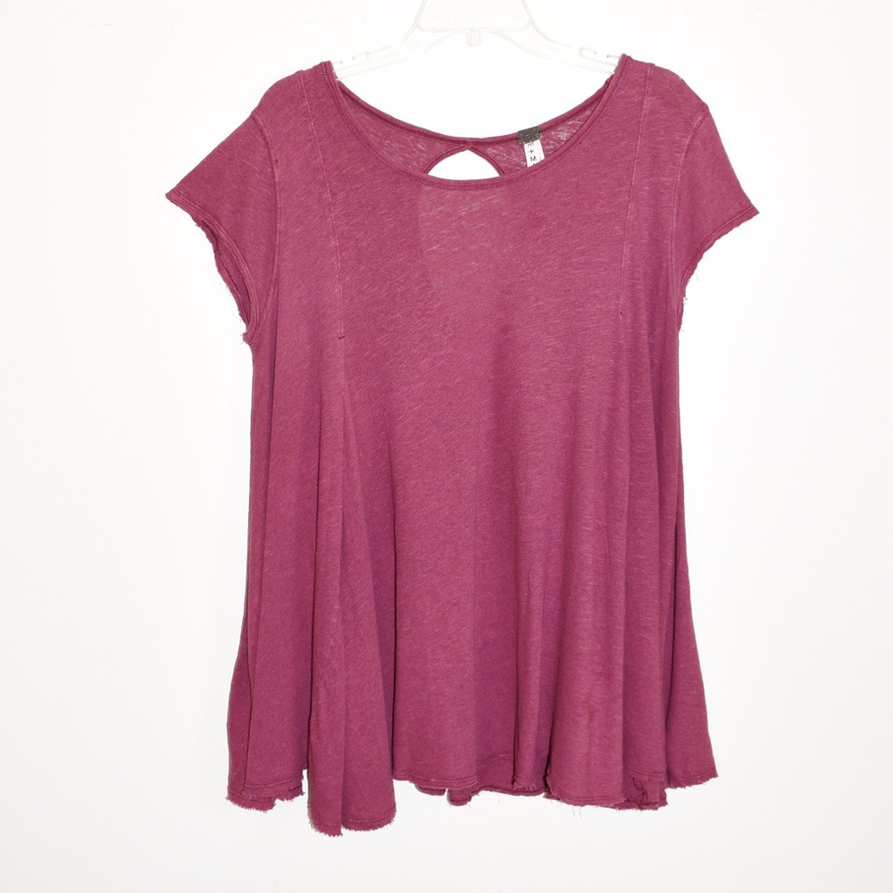 Free People Short Sleeve Swing Tee in Wine